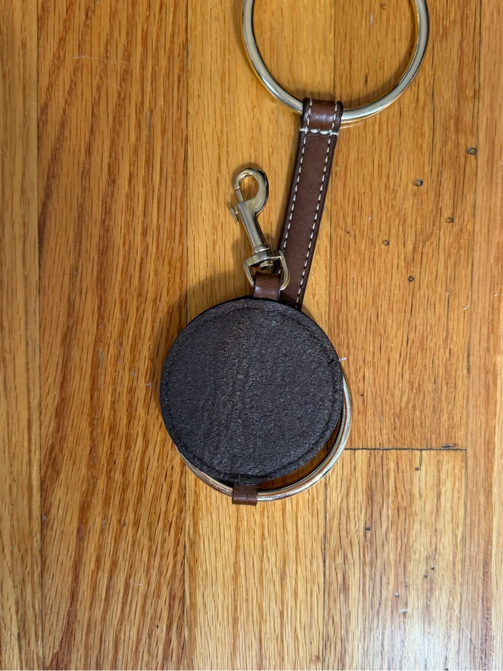 Michael Kors Dark Brown Leather Ring-Link Belt with Gold Rings